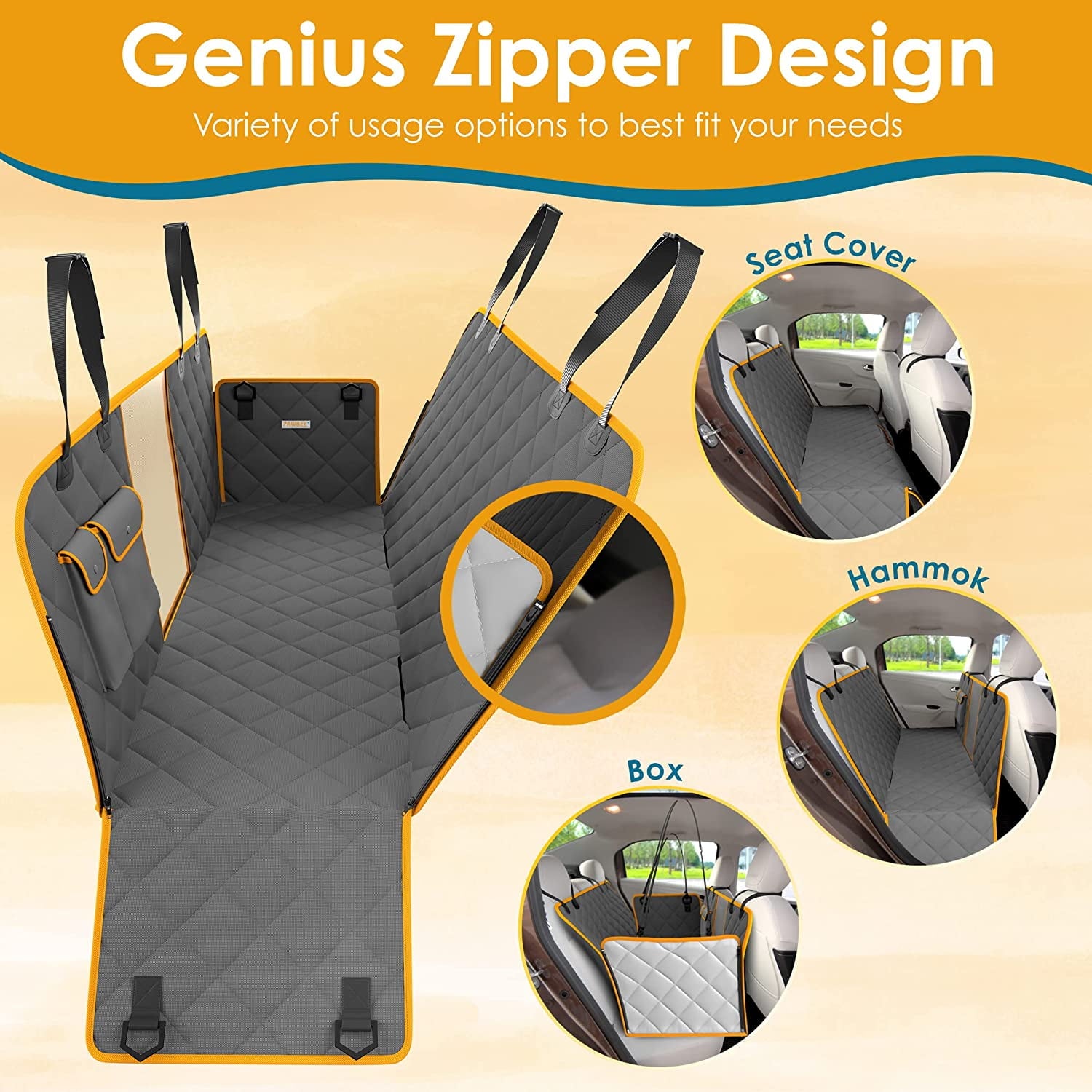 Waterproof Dog Car Seat Hammock With Mesh Window