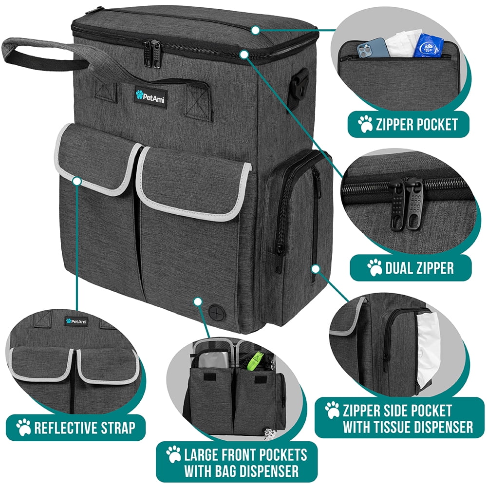 Pet Travel Organizer Bag With Bowls and Containers