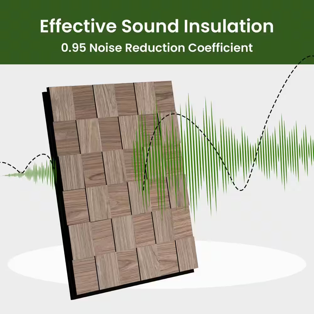 Walnut Acoustic Wall Panels - 2x2 Decorative MDF 4-Pack