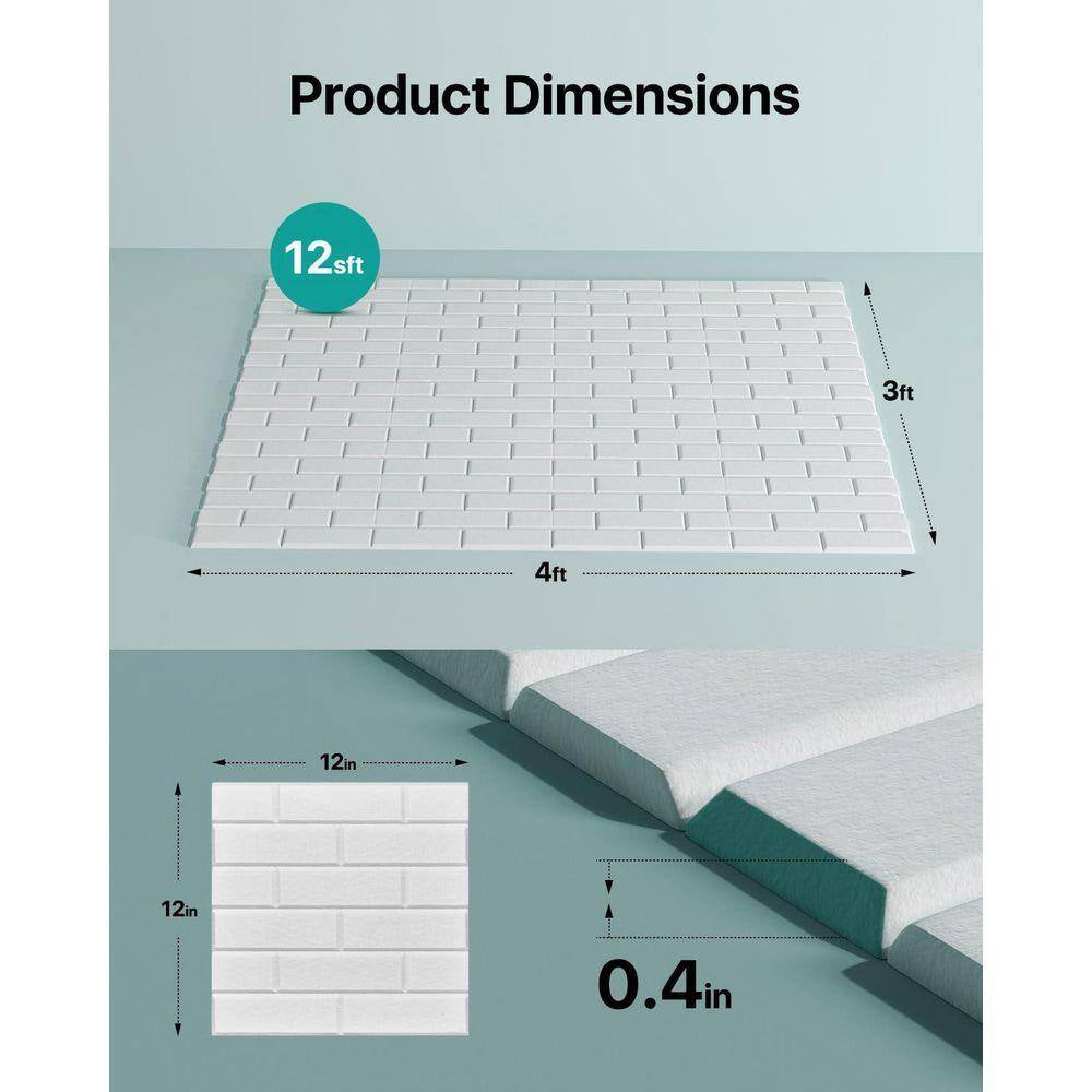 12-Pack White Sound Absorbing Panels - 12x12 Foam Tiles