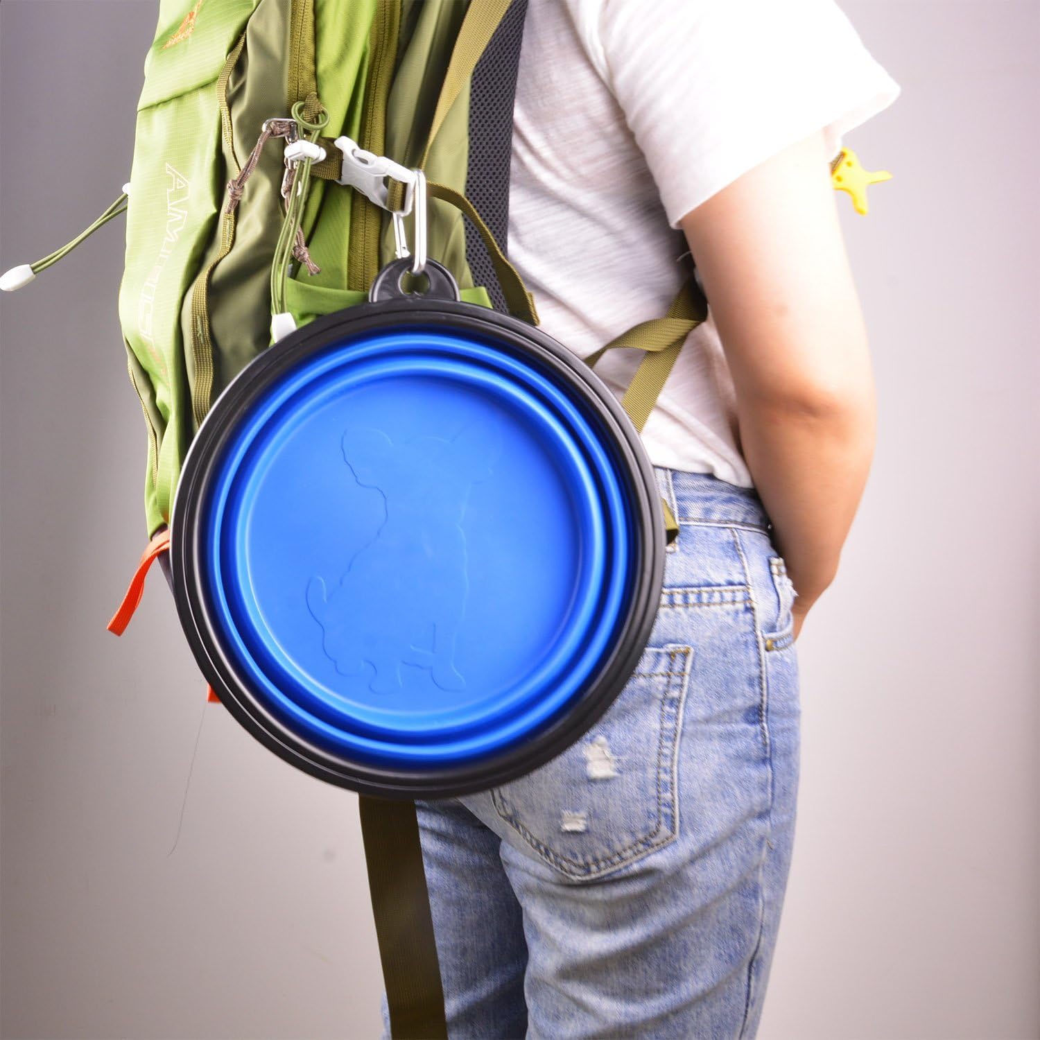 XL Collapsible Dog Travel Bowl With Carabiner