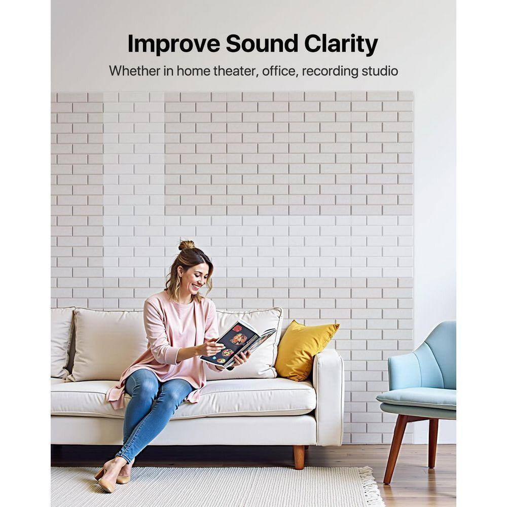 12-Pack White Sound Absorbing Panels - 12x12 Foam Tiles