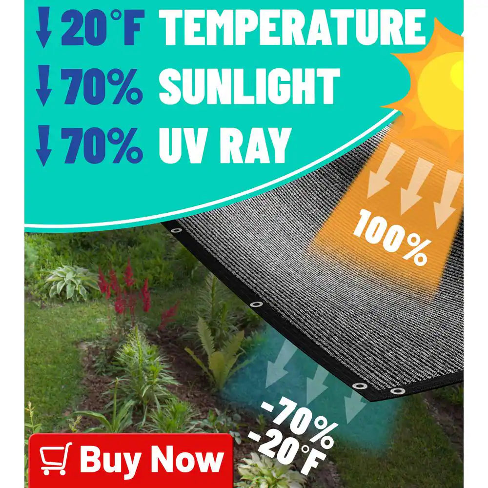 8x12 Black Shade Cloth - 70% Outdoor Sun Block Cover