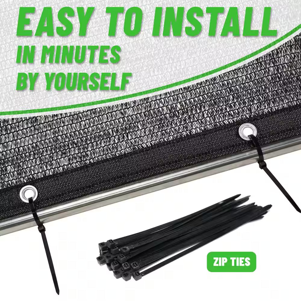 8x10 Black Shade Cloth Mesh Tarp - 50% Sun Block Cover