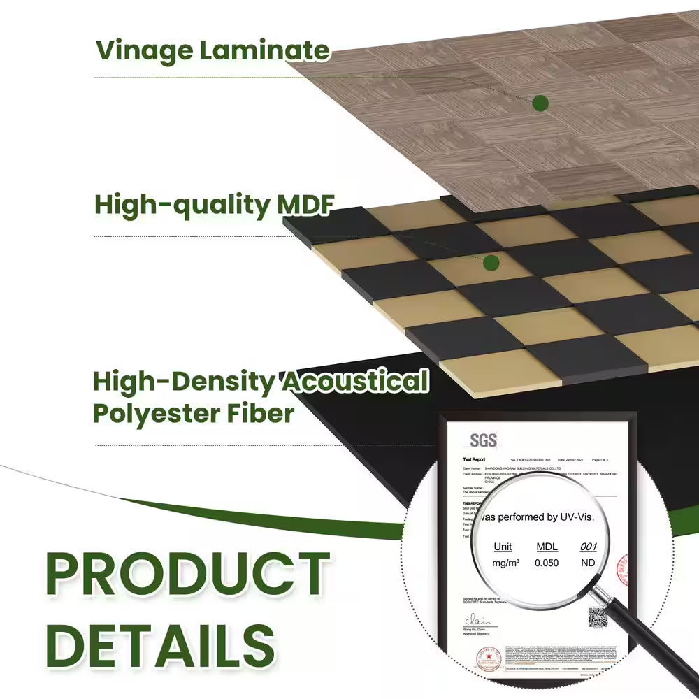 Walnut Acoustic Wall Panels - 2x2 Decorative MDF 4-Pack