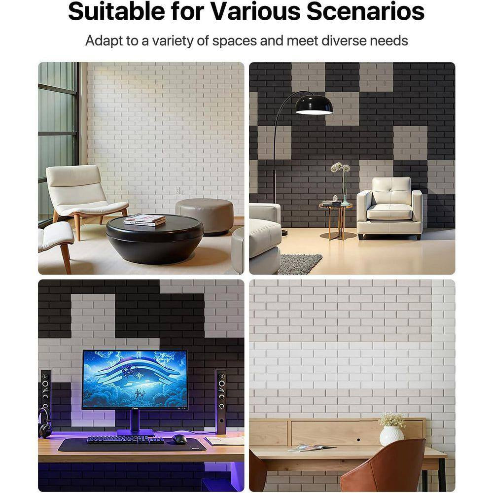 12-Pack White Sound Absorbing Panels - 12x12 Foam Tiles