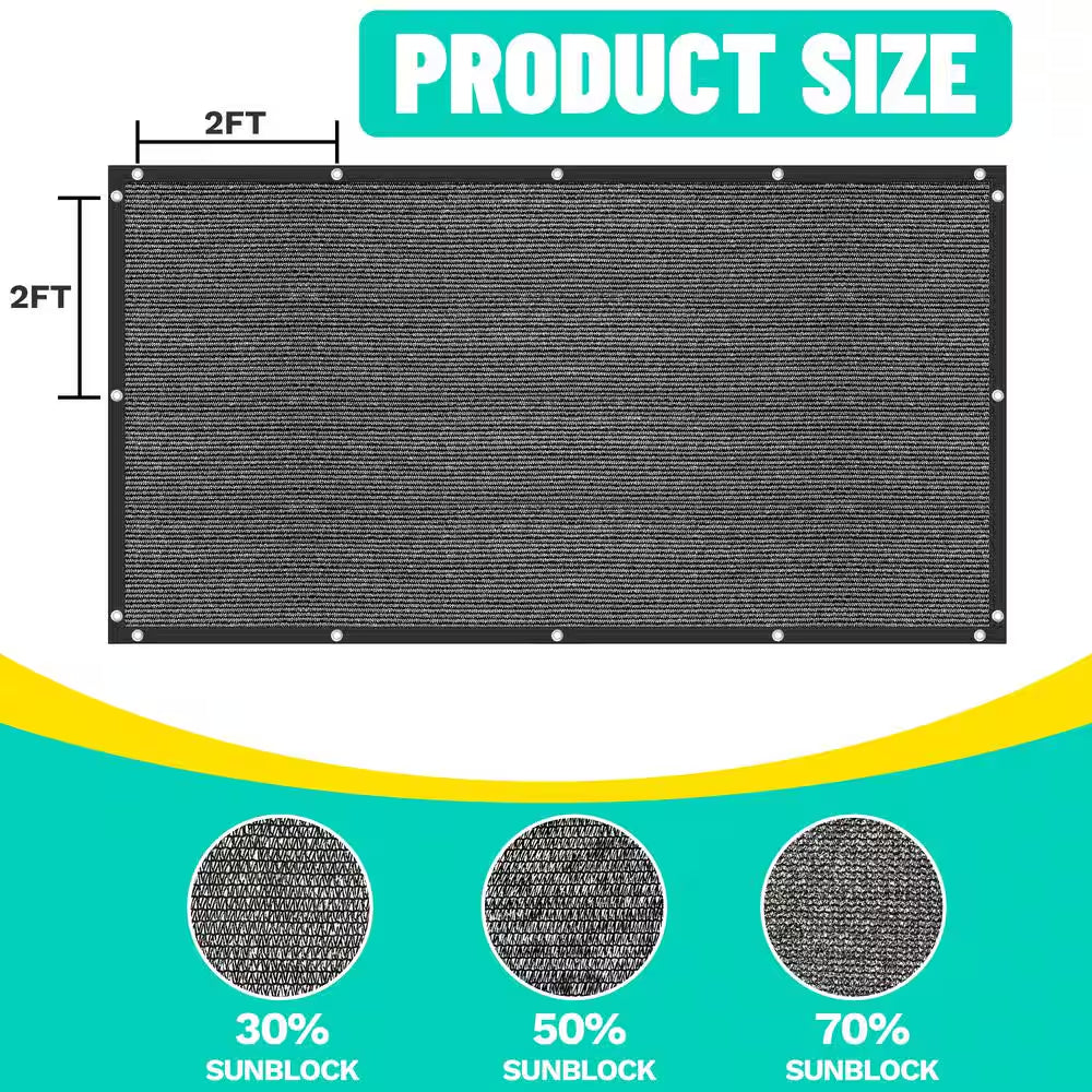 8x12 Black Shade Cloth - 70% Outdoor Sun Block Cover