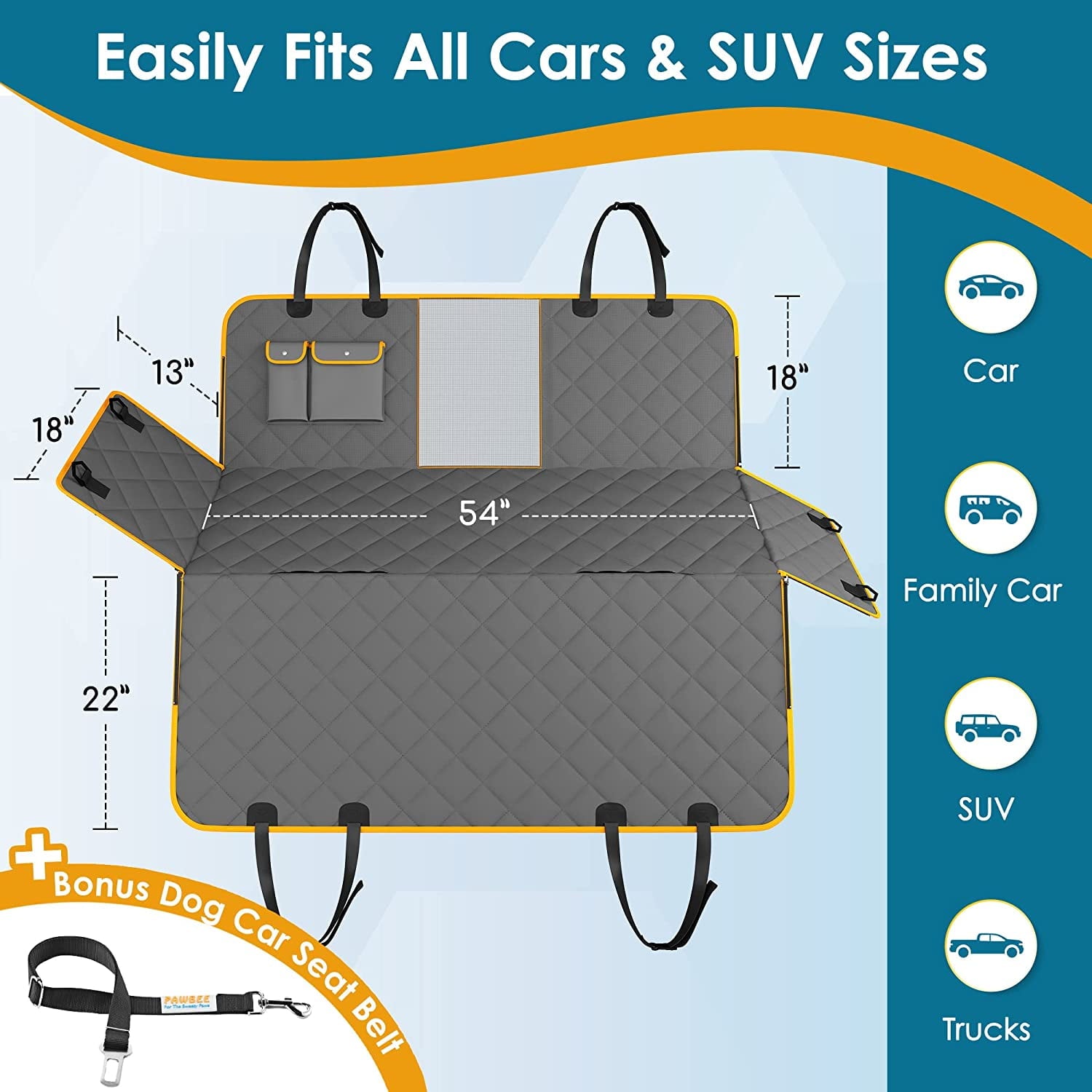 Waterproof Dog Car Seat Hammock With Mesh Window